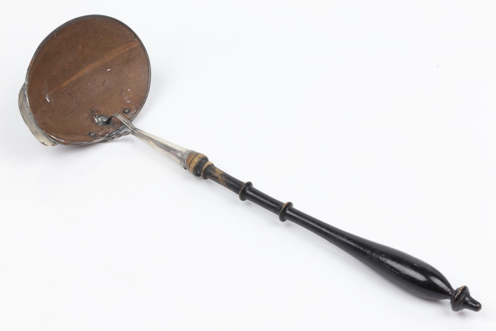 SOPPSLEV, silver med kokosnöt, handtag i trä, 1800-tal