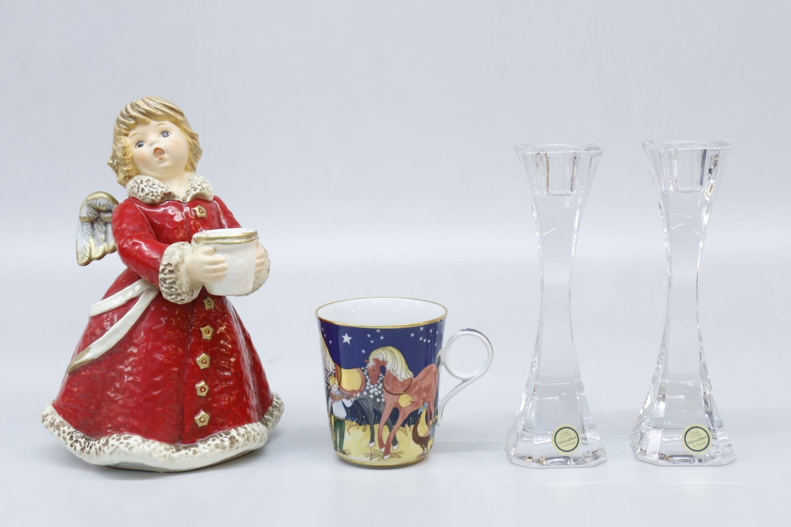 Ljusstakar och mugg, Goebel, Rörstrand och Villeroy & Boch