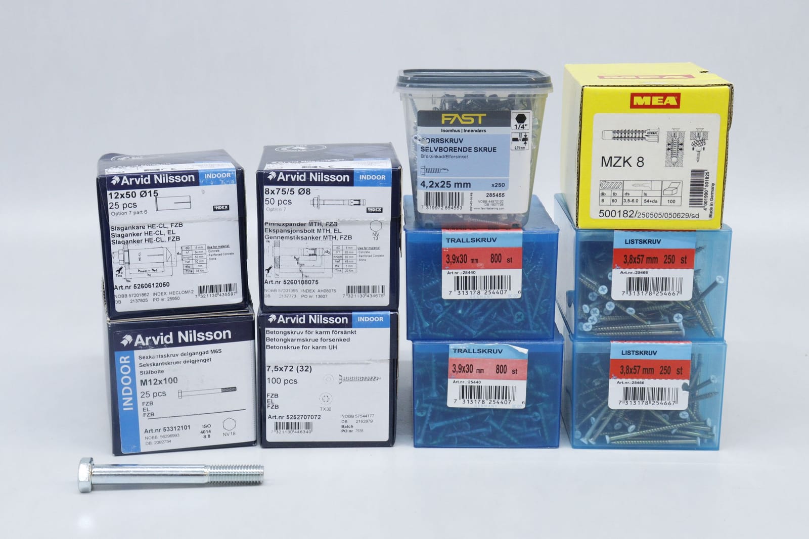 Skruv, bult mm