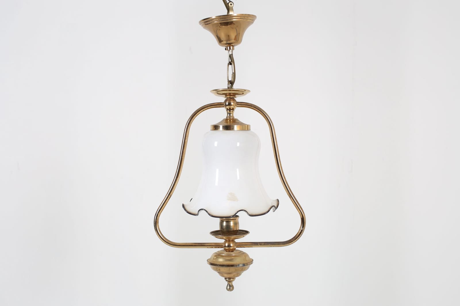 TAKLAMPA, mässing och glas, 1900-tal
