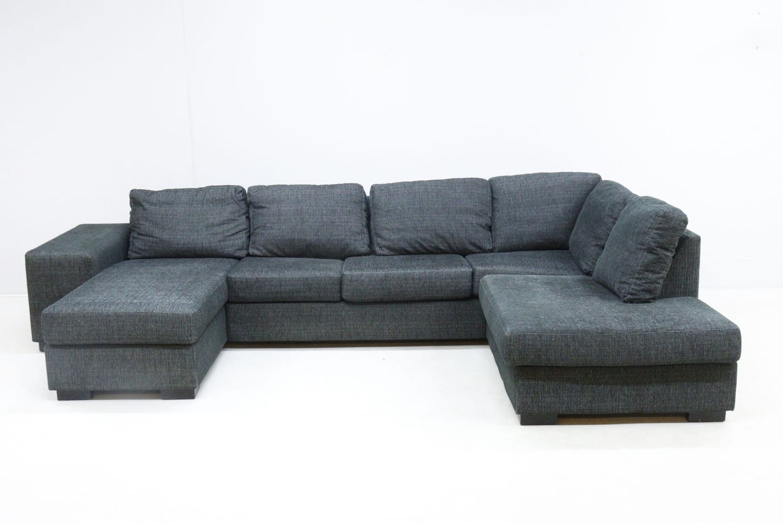 U-soffa, mörkgrått tyg