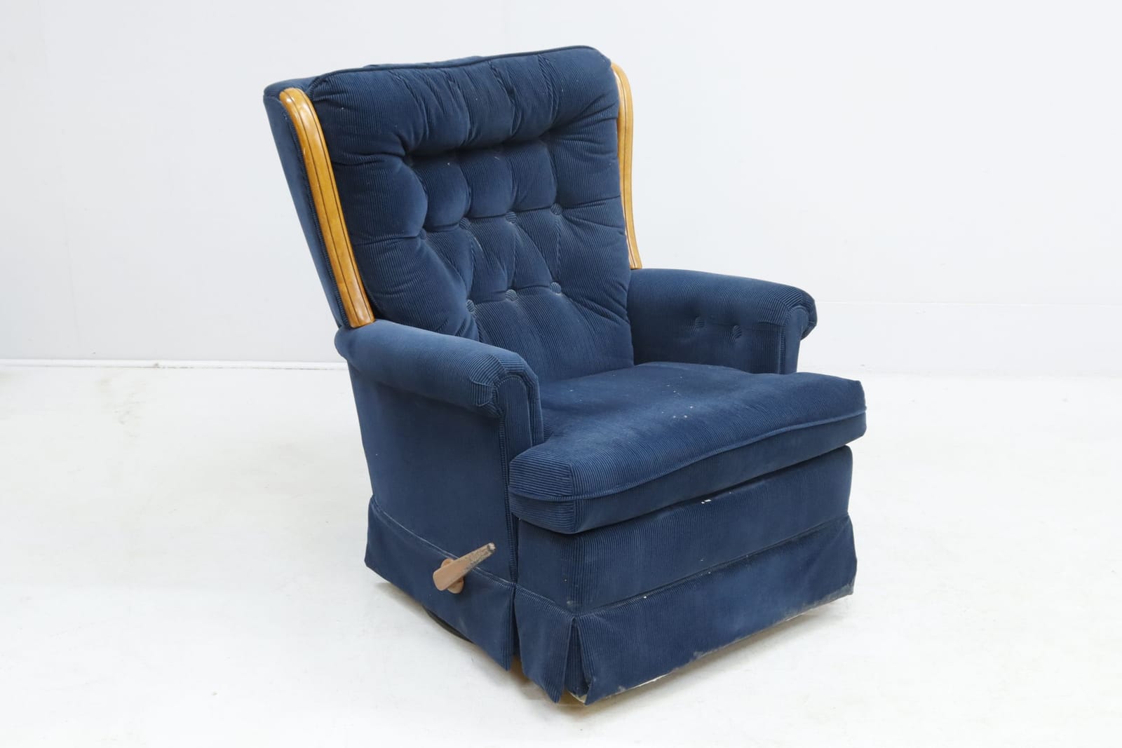 Fåtölj, recliner med gung- och snurrfunktion, blå manchester