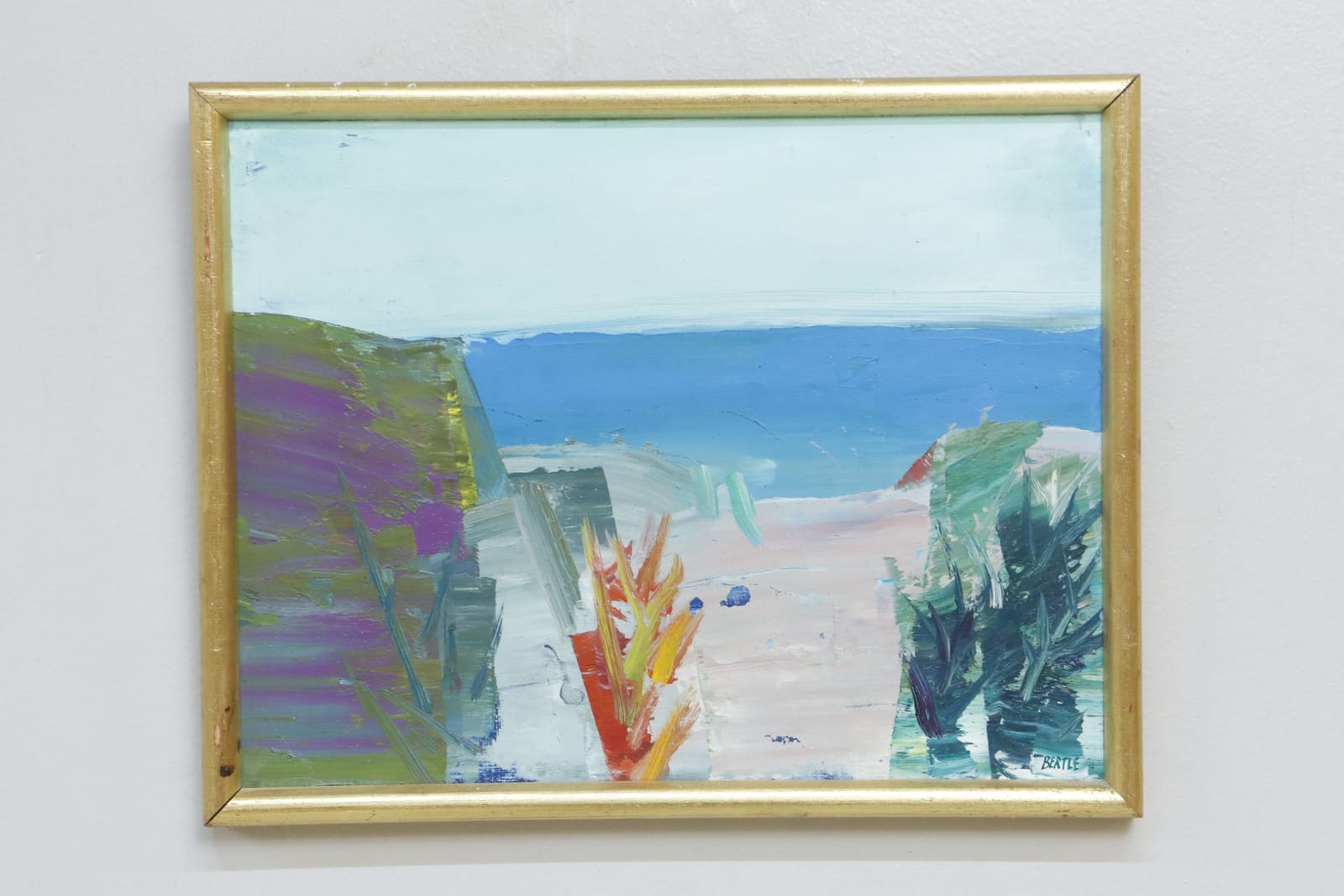Lars Bertle, "Strand på Rhodos", olja på pannå, signerad