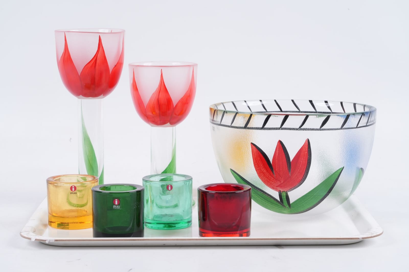 LJUSLYKTOR, skål, samt vinglas, bl.a. Iittala, Kosta Boda