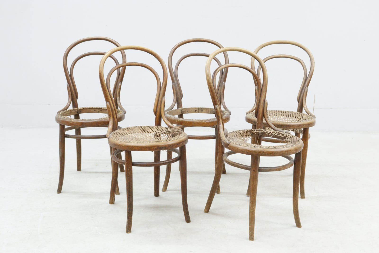 Stolar, 5st, Thonet, etikettmärkta