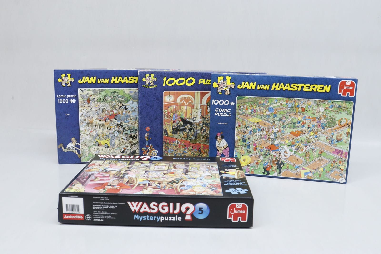 Pussel, 4st, 1000-bitars, Jan van Haasteren och Wasgij