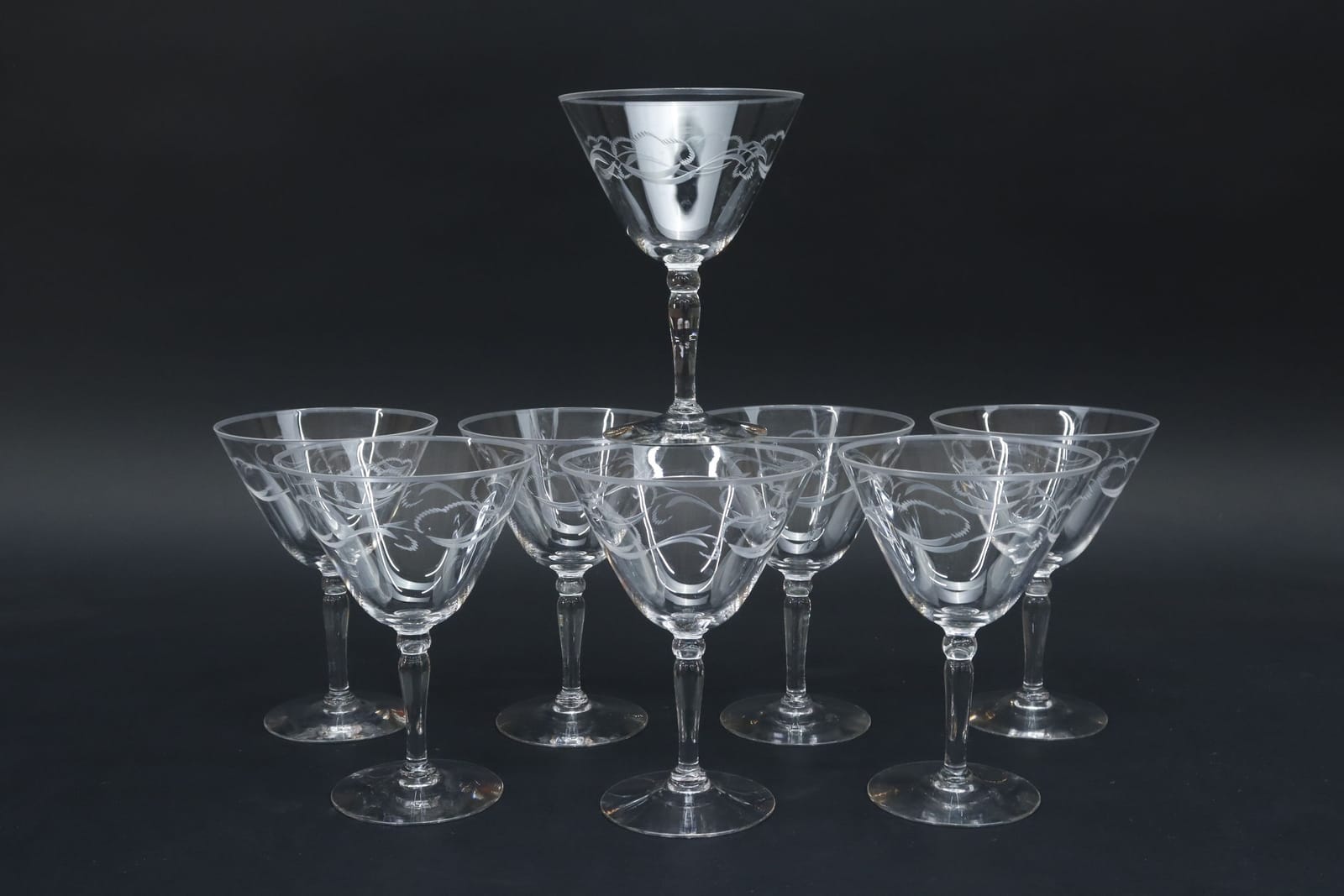 Glas på fot, 8st, "Moln", Skruf