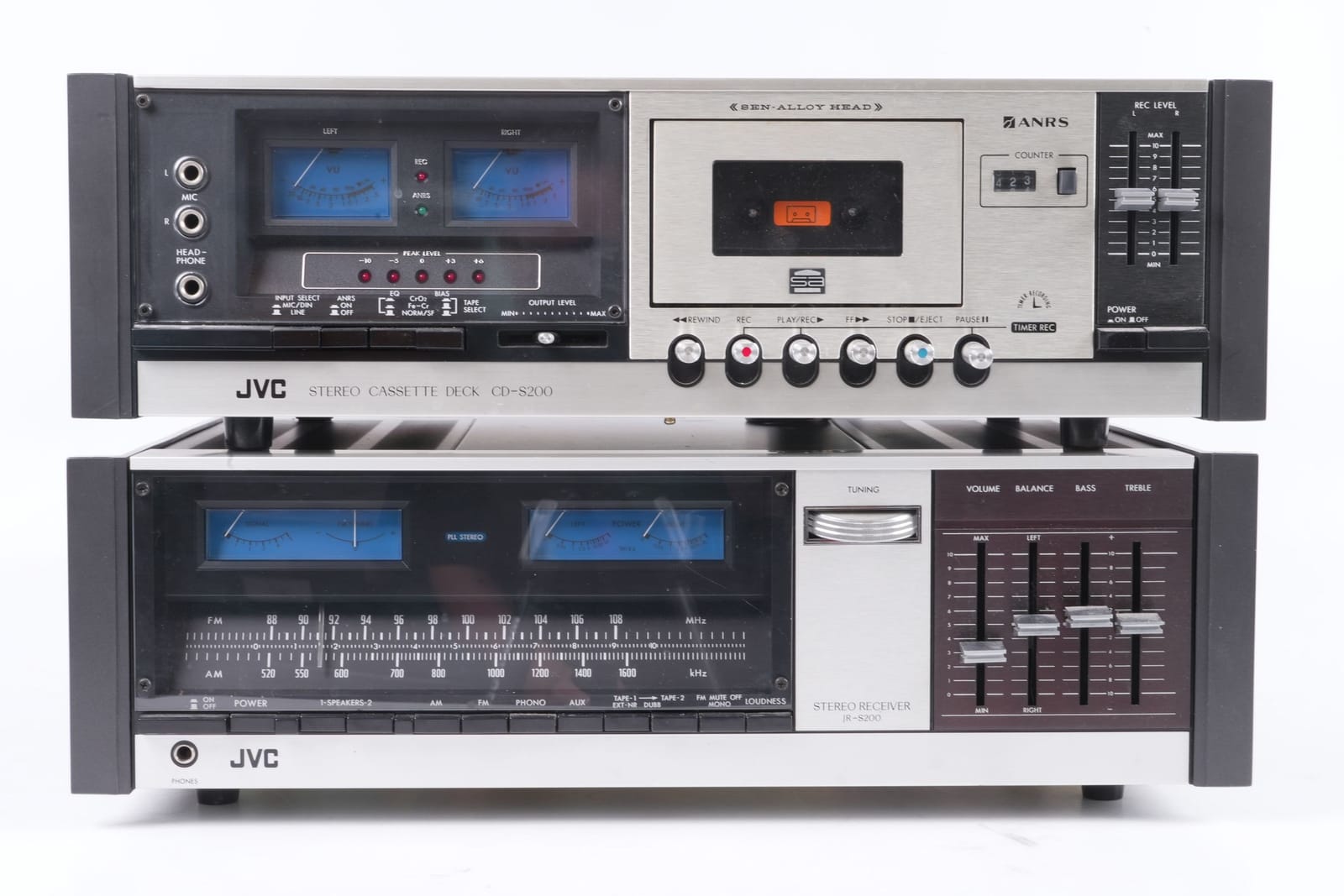KASSETTDÄCK, "CD-S200", samt RECEIVER, "JR-S200", JVC
