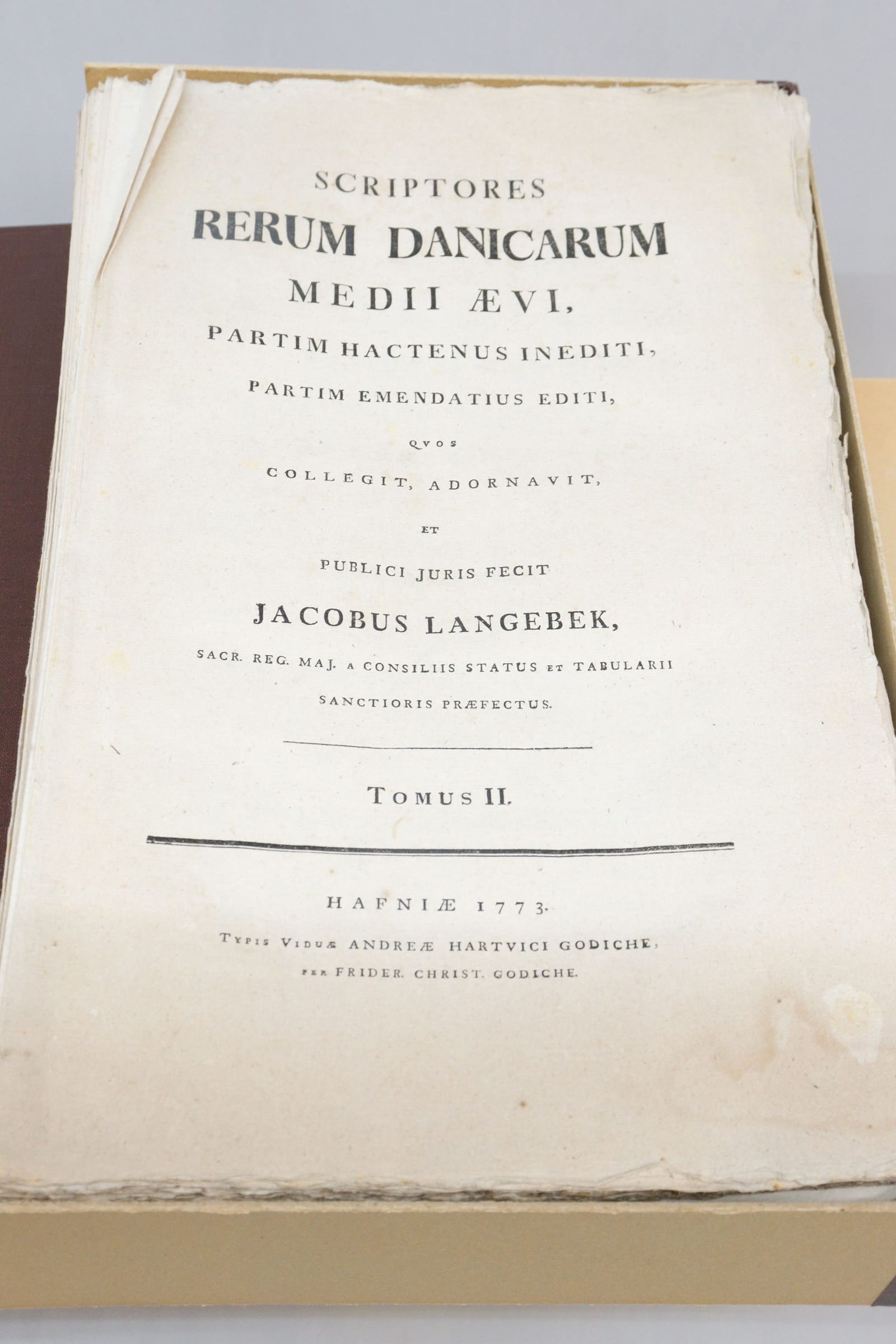 Jacobus Langebek, Scriptores Rerum Danicarum, 7 fulla mappar, från 1773 och senare
