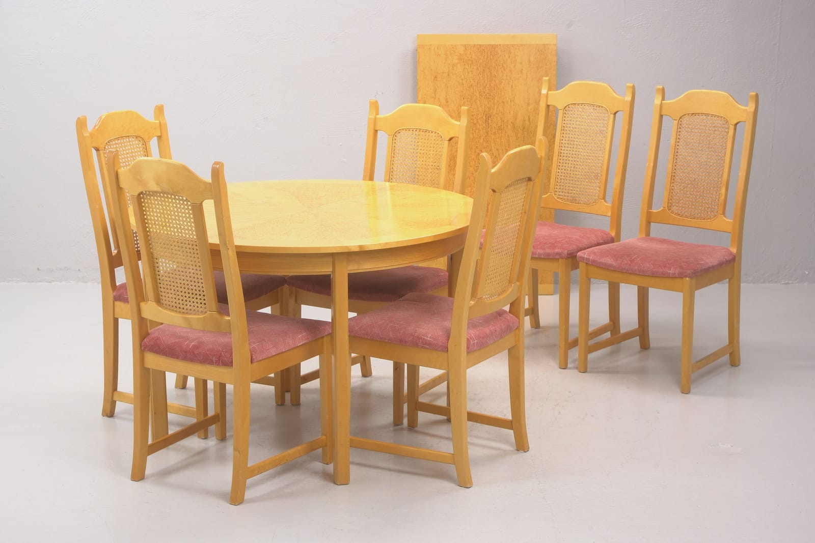 MATBORD med STOLAR, 6 st, björk och masurbjörk, 1990/2000-tal