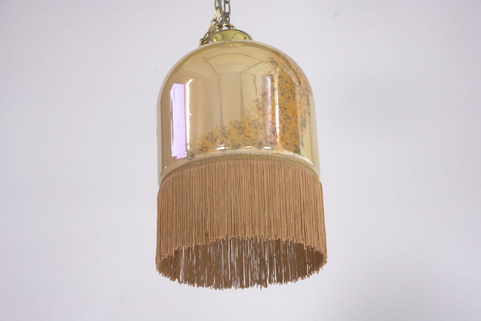 TAKLAMPA, kupa i glas, med fransar, 1900-tal