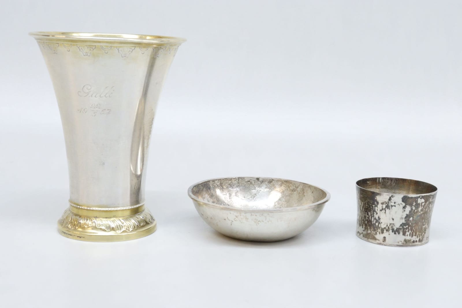 Vas och skålar, silver, vikt 283 gram