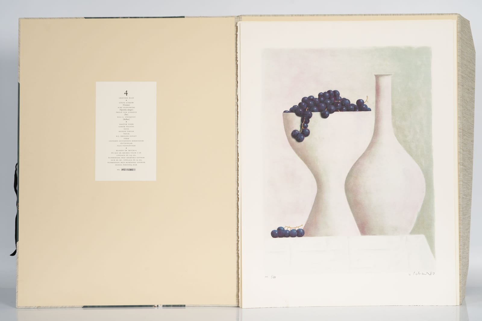 MAPP med grafiska blad, 4 st, Nr HC I/XII, signerade ,Gösta Gierow; Acke Oldenburg, Philip von Schantz; Nils G. Stenqvist