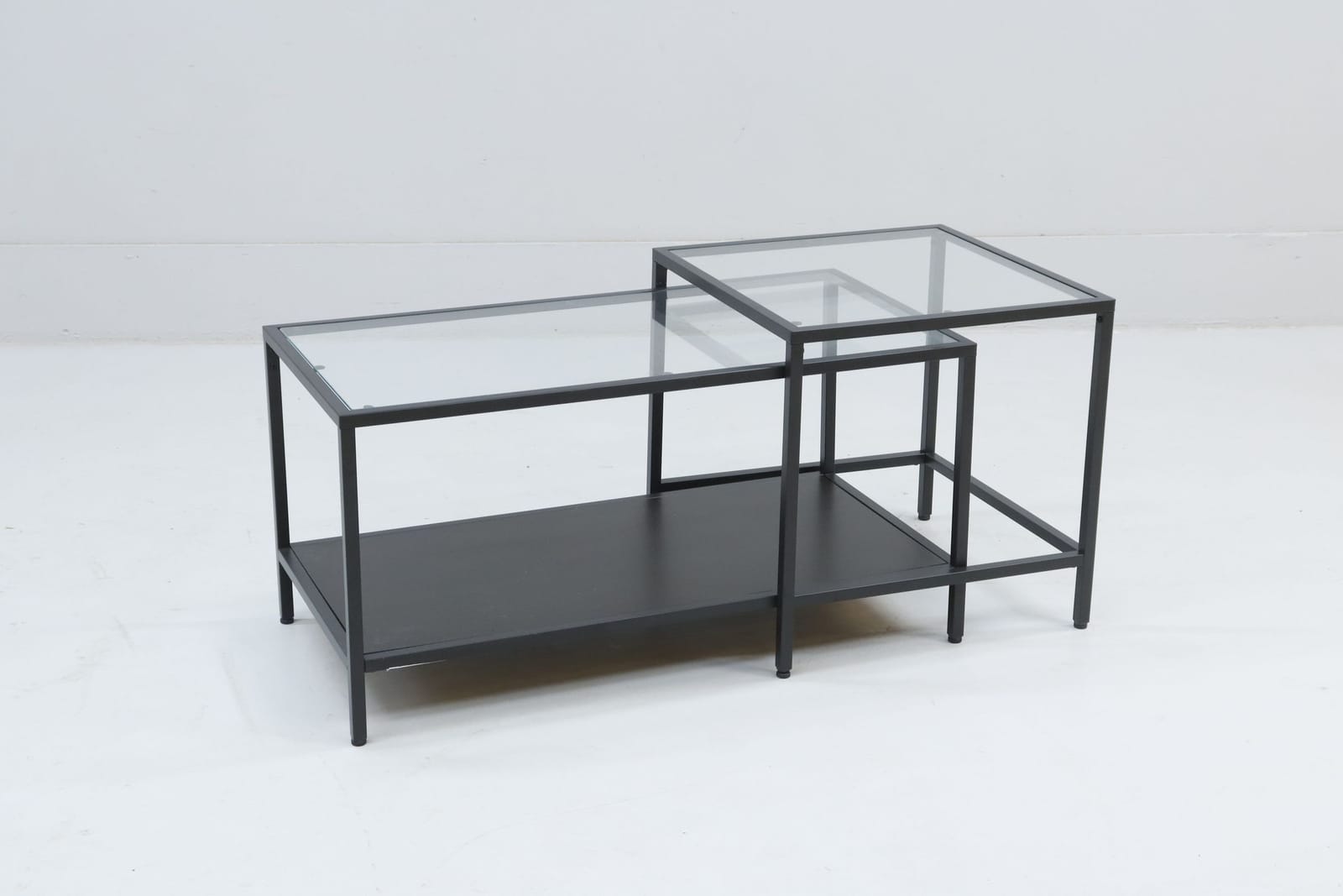 Soffbord, 2 delar, metall med glasskivor