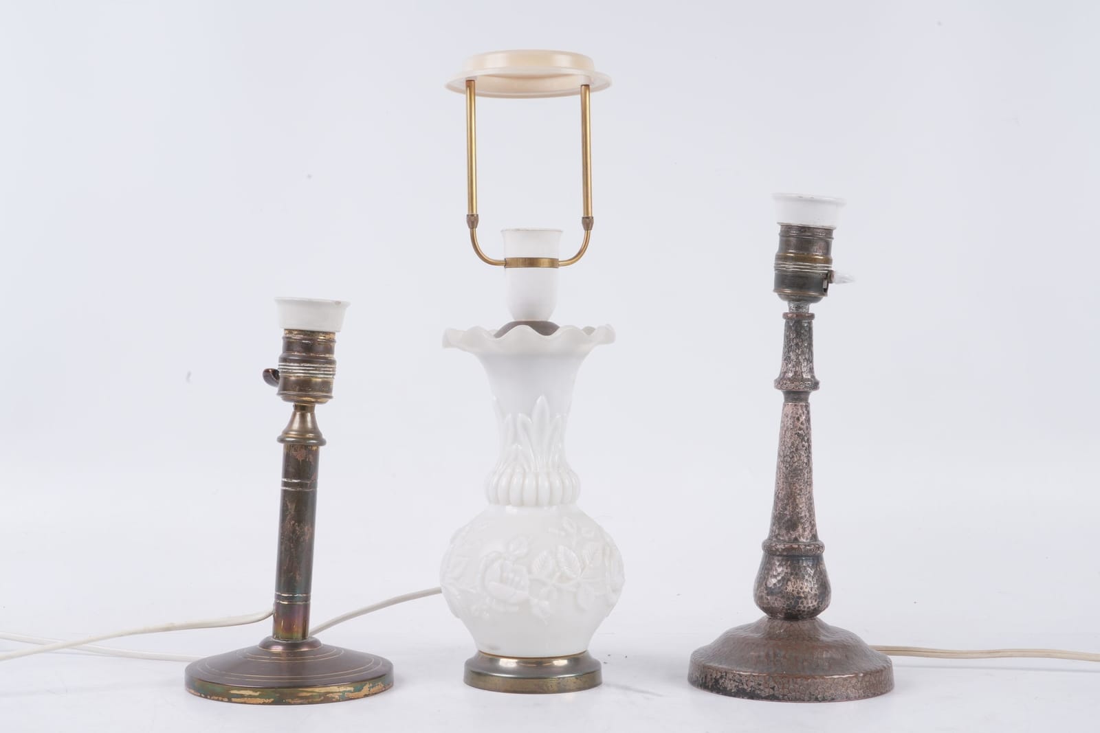 BORDSLAMPOR, 3 st, metall och glas