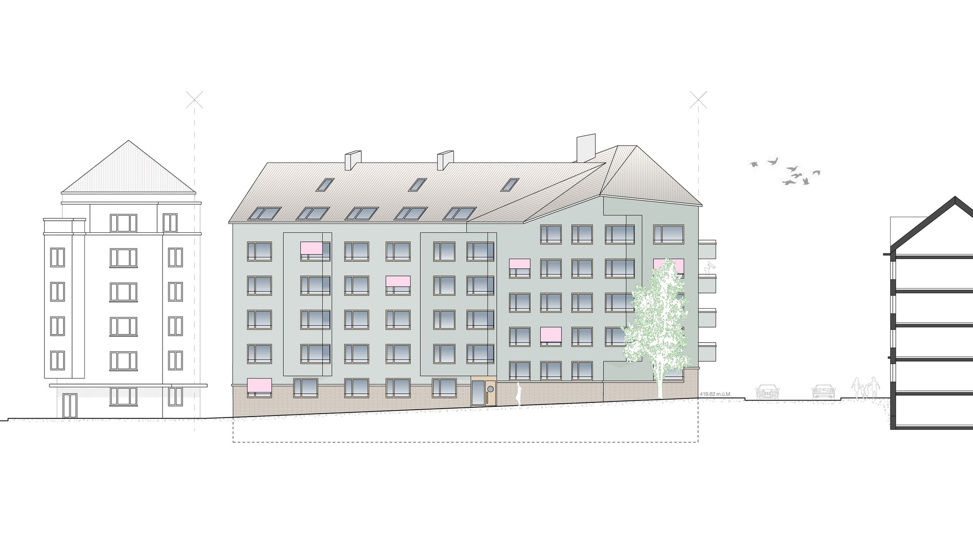 3064 Goldbrunnenstrasse Fassade Nussbaumerstrasse 45 25