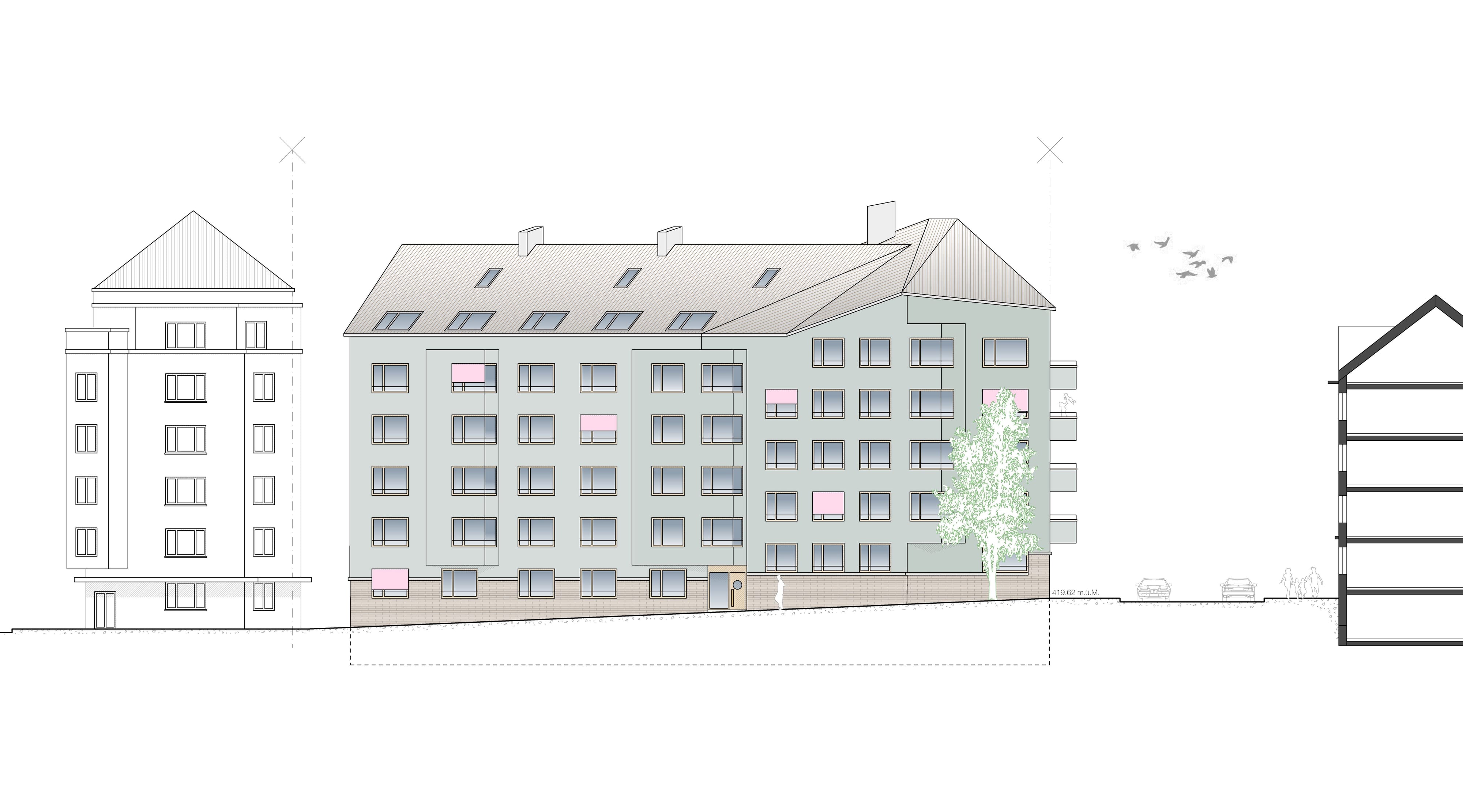 3064 Goldbrunnenstrasse Fassade Nussbaumerstrasse 45 25
