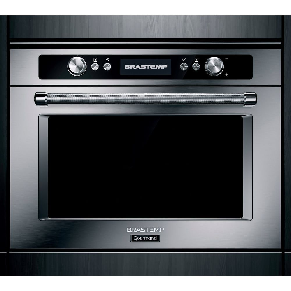 Forno de embutir elétrico a vapor Brastemp Gourmand 34 litros inox com cozimento a baixa temperatura e meat control