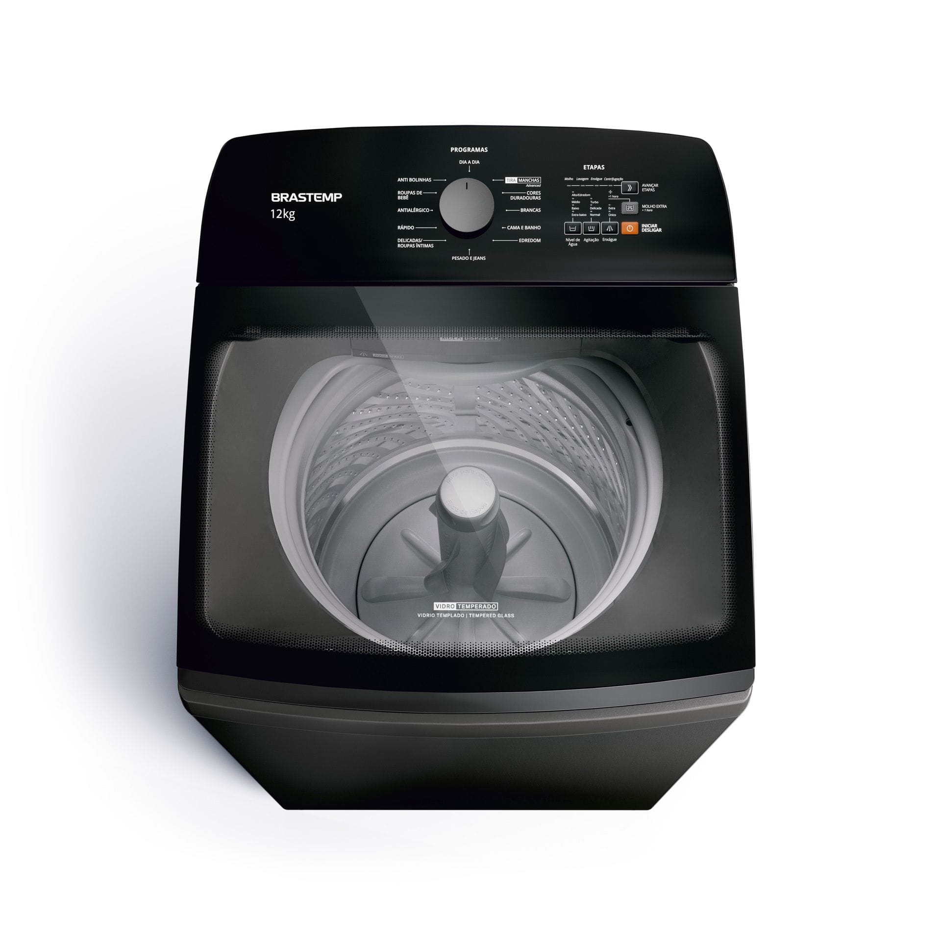 Máquina de Lavar Brastemp 12Kg Cinza Platinum com Ciclo Tira Manchas Advanced e Ciclo Antibolinha - BWK12B9