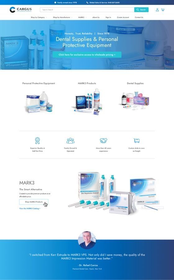 Cargus Dental Supplies Ecommerce Website