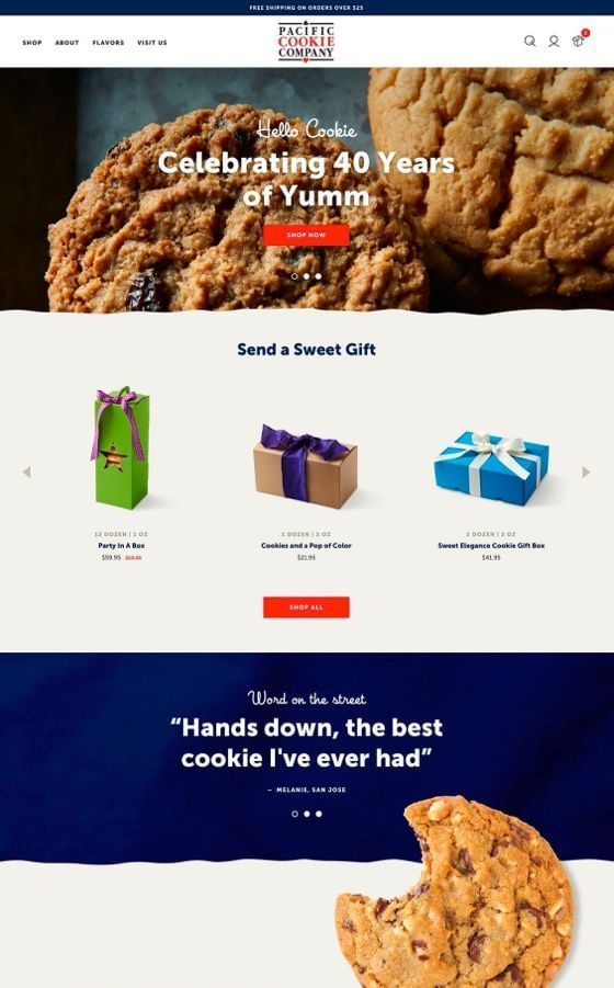 Shopify Website Design for Pacific Cookie Company Santa Cruz