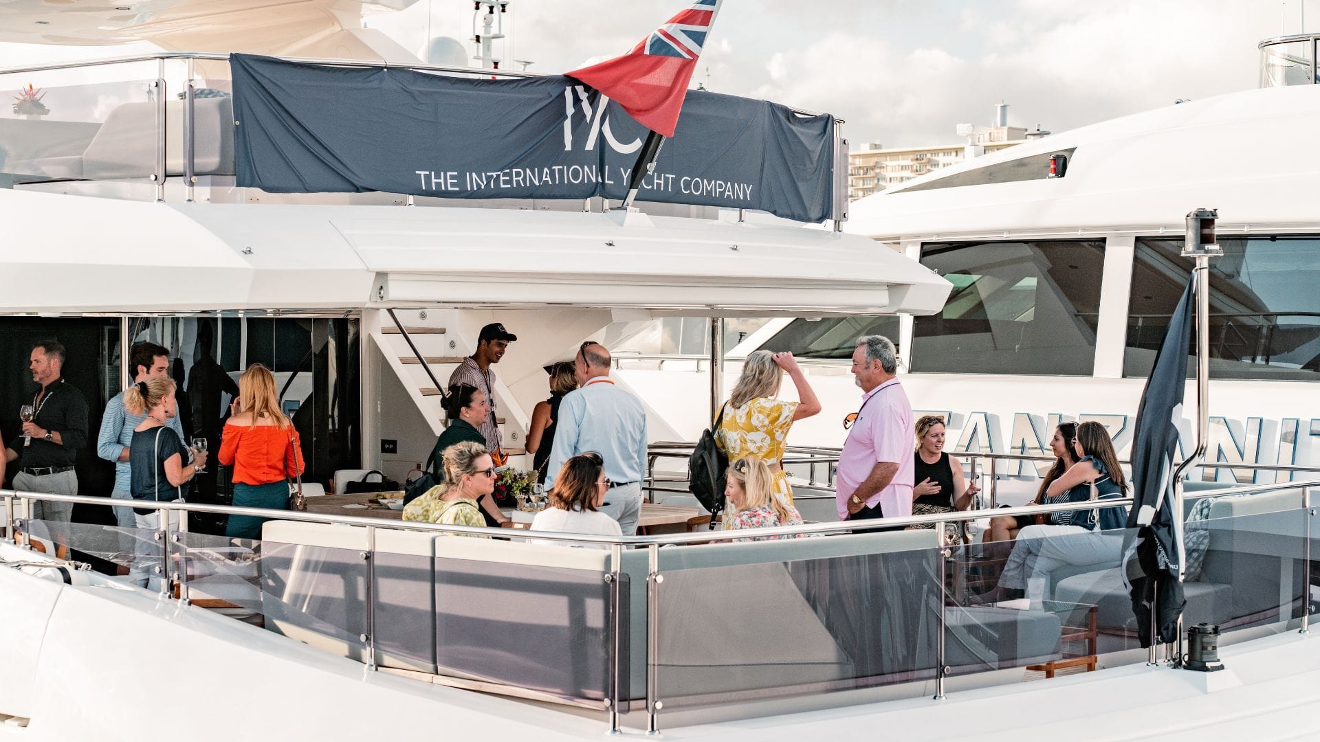 people having a party onboard an iyc yacht during FLIBS 2025