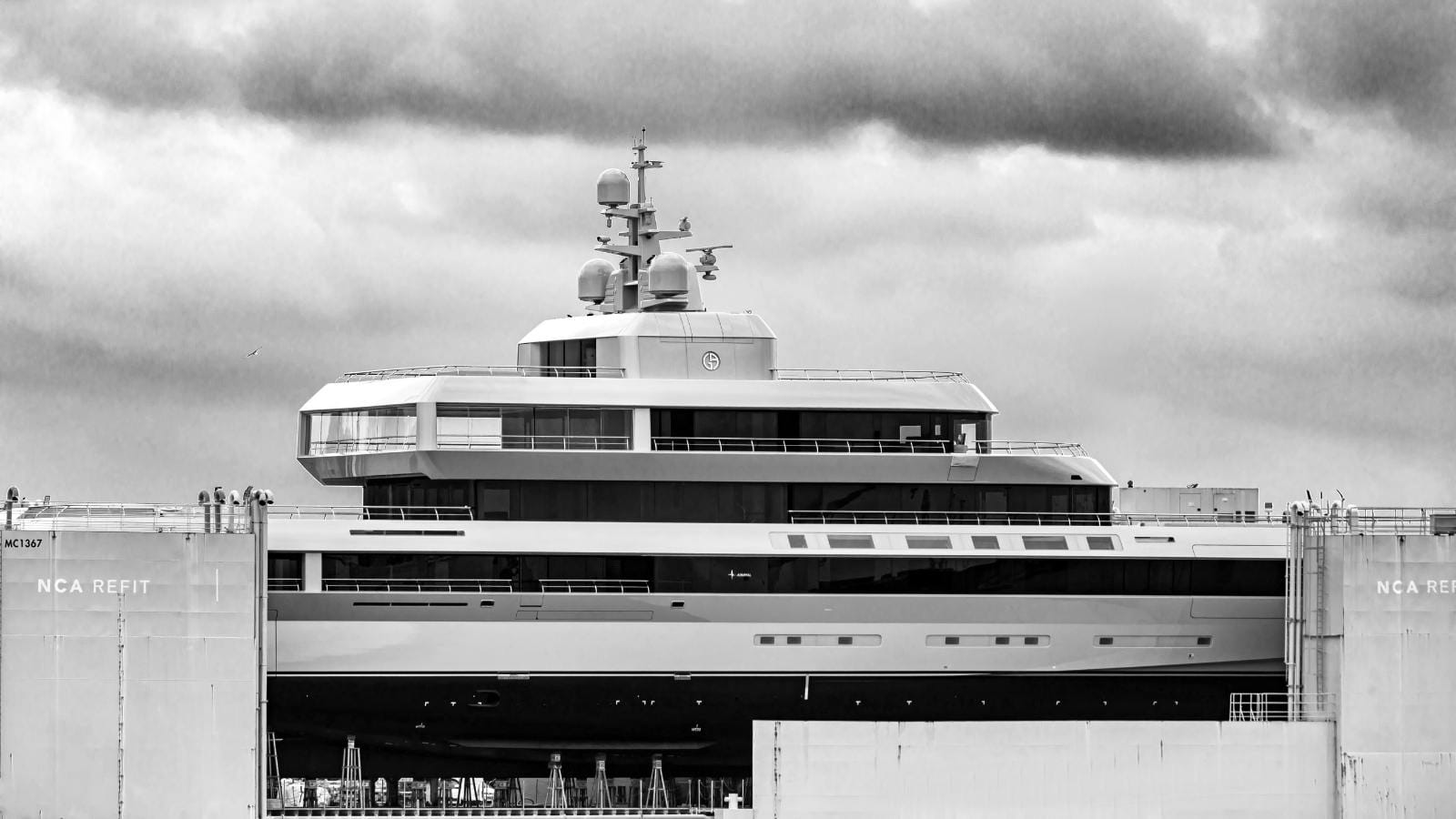 the armani designed admiral yacht at the italian sea group shipyard