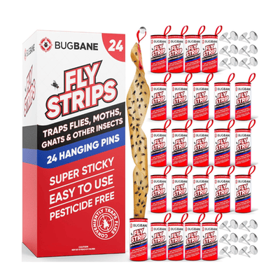 Fly Strips Indoor Sticky Hanging 24pk with Pins