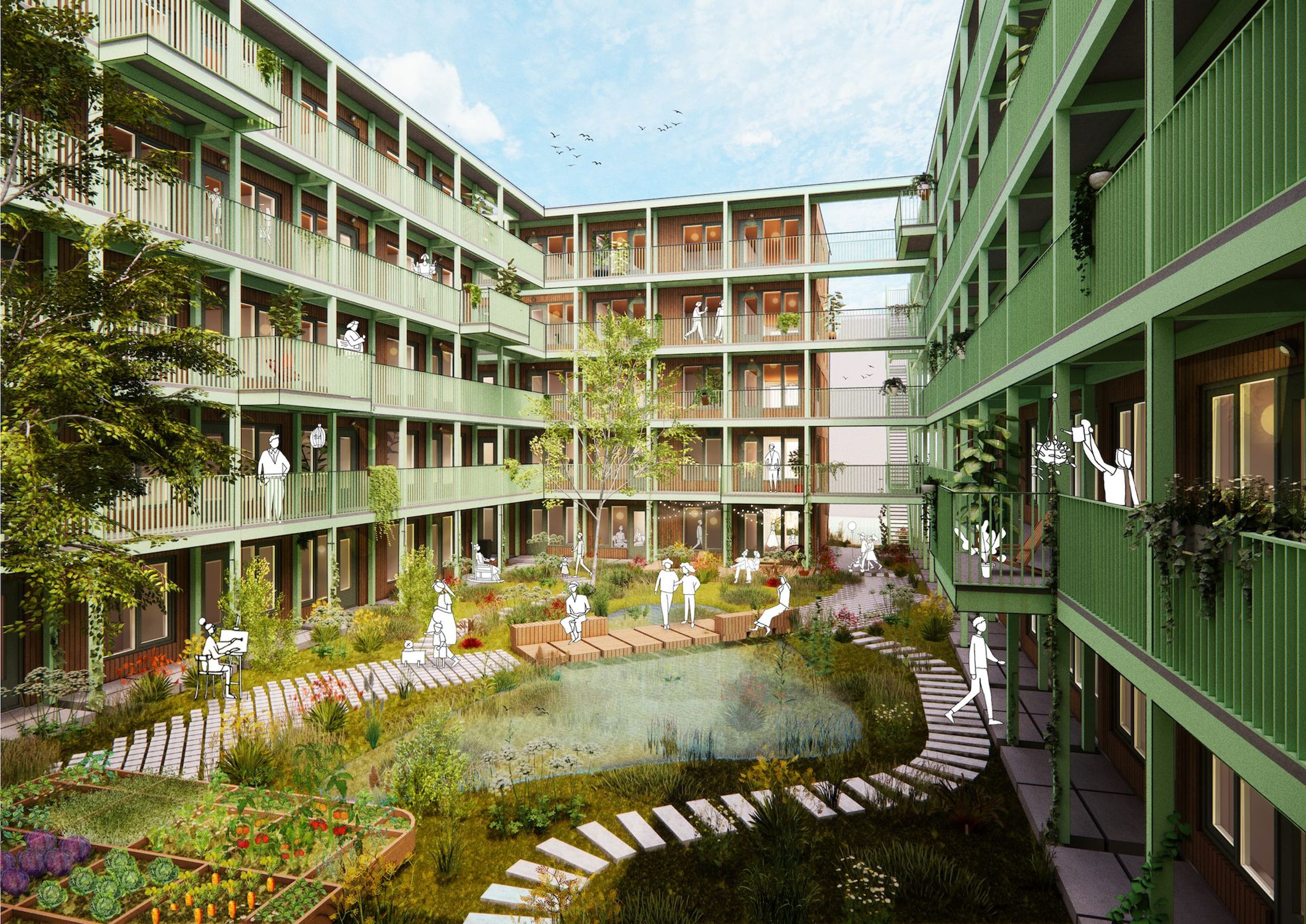 01 Render courtyard