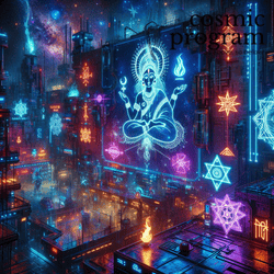 325°, North Node in purva bhadrapada Cyberpunk artwork