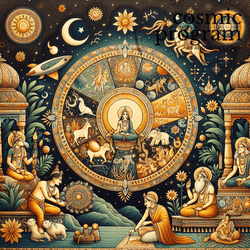 26°, Chiron in bharani Indian Phad Painting artwork