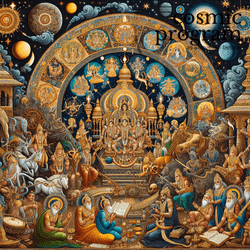 90°, Midheaven in punarvasu Indian Phad Painting artwork