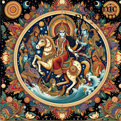 101°, Sun in pushya Indian Phad Painting artwork