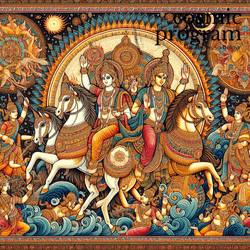 126°, Mercury in magha Indian Phad Painting artwork
