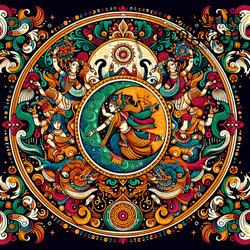 180°, Ascendant in chitra Indian Phad Painting artwork