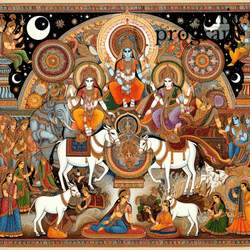 250°, Lilith in mula Indian Phad Painting artwork