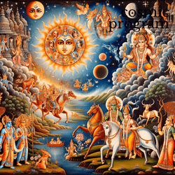 303°, Pluto in dhanishta Indian Phad Painting artwork