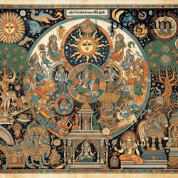 319°, Uranus in shatabhisha Indian Phad Painting artwork
