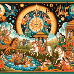 338°, Mercury in uttara bhadrapada Indian Phad Painting artwork