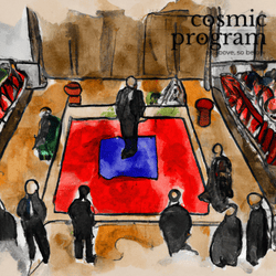 221°, Moon in Scorpio, Courtroom sketch using pastels and watercolours artwork