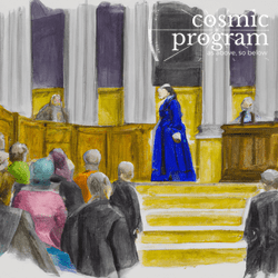 119°, Jupiter in Cancer, Courtroom sketch using pastels and watercolours artwork