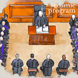 177°, Neptune in Virgo, Courtroom sketch using pastels and watercolours artwork