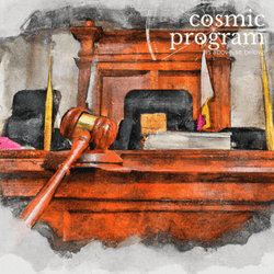 318°, North Node in Aquarius, Courtroom sketch using pastels and watercolours artwork