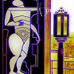250°, South Node in Sagittarius, Art Deco artwork