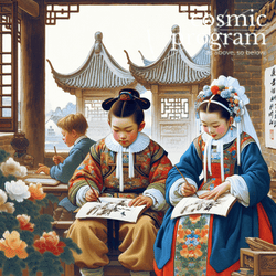 74°, Ascendant in Gemini, Traditional Chinese Art artwork
