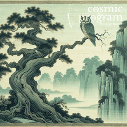 244°, South Node in Sagittarius, Traditional Chinese Art artwork