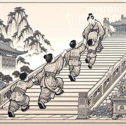 248°, Moon in Sagittarius, Traditional Chinese Art artwork