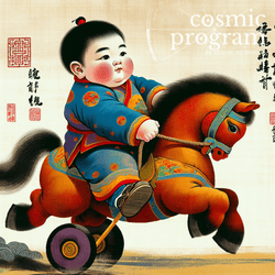 264°, North Node in Sagittarius, Traditional Chinese Art artwork