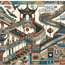 311°, Neptune in Aquarius, Traditional Chinese Art artwork