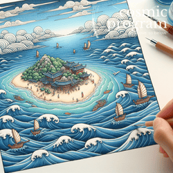 353°, Mercury in Pisces, Traditional Chinese Art artwork